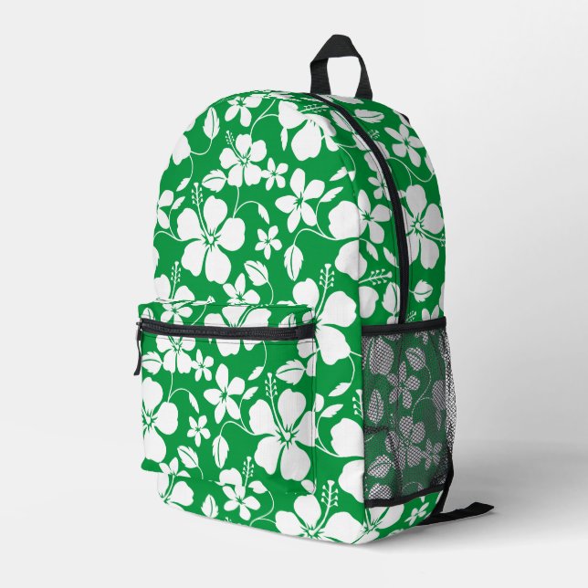 BLUE HAWAII PATTERN IN GREEN PRINTED BACKPACK (Back Corner Right)