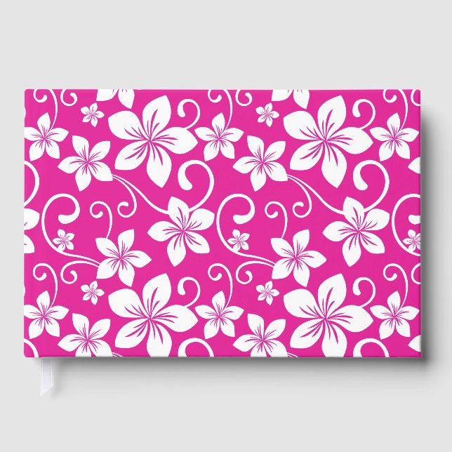 BLUE HAWAII PATTERN IN HOT PINK GUEST BOOK (Front)