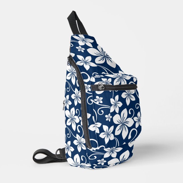 BLUE HAWAII PATTERN IN NAVY BLUE SLING BAG (Left Corner)