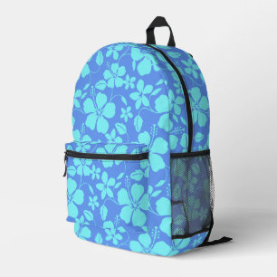 BLUE HAWAII PATTERN IN PERIWINKLE/TEAL PRINTED BACKPACK