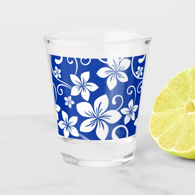 BLUE HAWAII PATTERN IN ROYAL BLUE SHOT GLASS (Front)