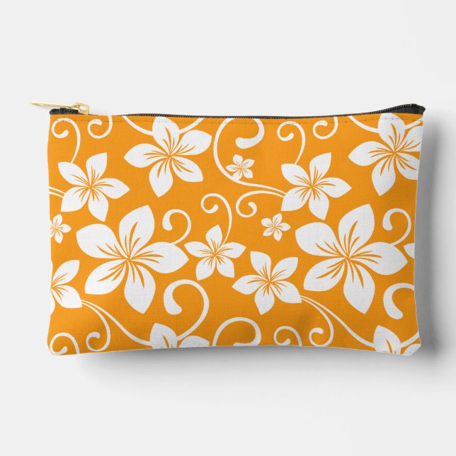 BLUE HAWAII PATTERN IN TANGERINE ACCESSORY POUCH (Front)