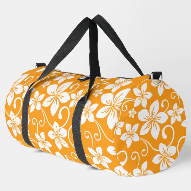 BLUE HAWAII PATTERN IN TANGERINE DUFFLE BAG (Left Corner)