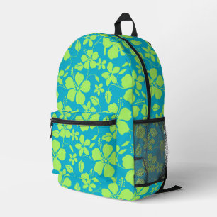 BLUE HAWAII PATTERN IN TEAL LIME PRINTED BACKPACK