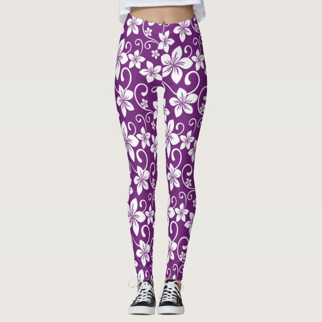 BLUE HAWAII (PLUM) LEGGINGS (Front)