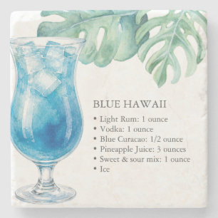 Blue Hawaii Recipe Drink Liquor Coasters