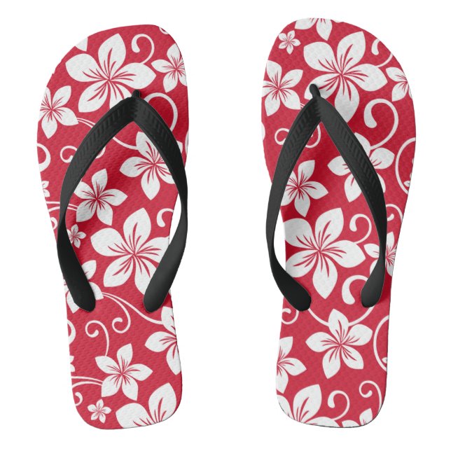 BLUE HAWAII (RED) FLIP FLOPS (Footbed)