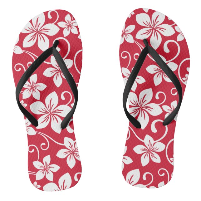 BLUE HAWAII (RED) FLIP FLOPS (Footbed)