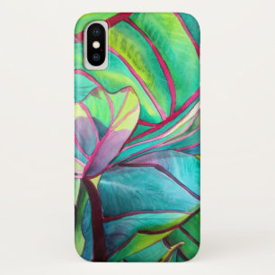 Blue Hawaii Tropical leaf foliage art iPhone X Case