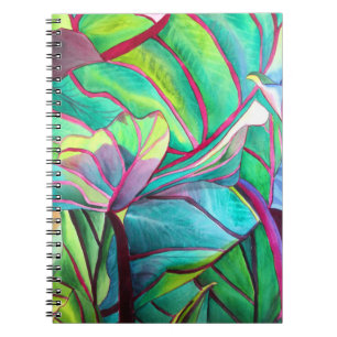 Blue Hawaii Tropical leaf foliage art Notebook