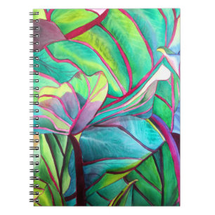 Blue Hawaii Tropical leaf foliage art Notebook