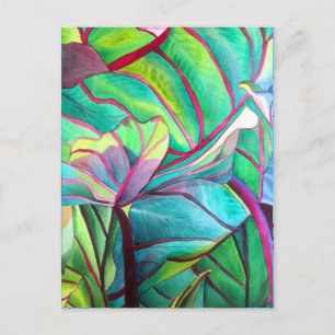 Blue Hawaii Tropical leaf foliage art Postcard