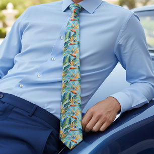 Blue hawaiian bird of paradise  tie