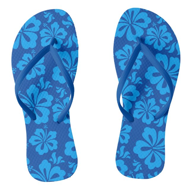 blue Hawaiian flower flip flops (Footbed)
