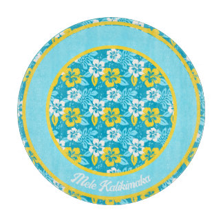 Blue Hawaiian Hibiscus Floral Pattern Cutting Board