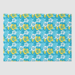 Blue Hawaiian Hibiscus Floral Pattern Tissue Paper