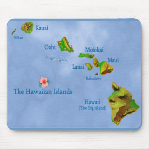 Blue Hawaiian island map mousepad