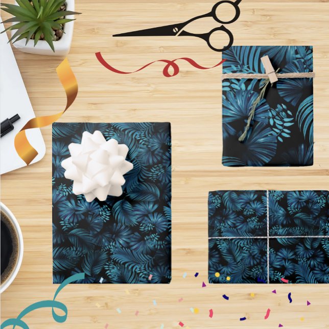Blue Hawaiian Palms Gift Wrap (Creator Uploaded)