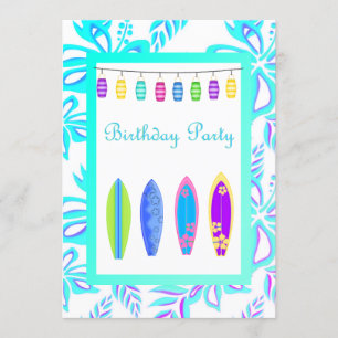 Blue Hawaiian PARTY INVITATION surfboard