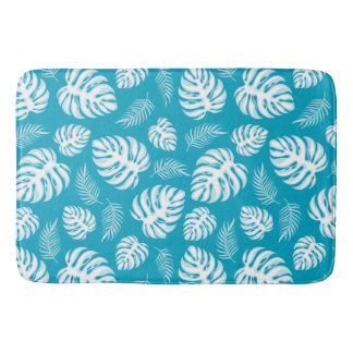 Blue Hawaiian Print Bath Mat