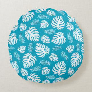 Blue Hawaiian Print Round Cushion