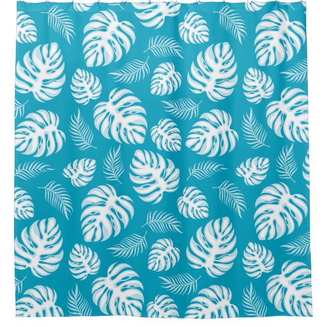 Blue Hawaiian Print  Shower Curtain (Front)