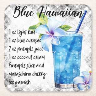 Blue Hawaiian Square Paper Coaster