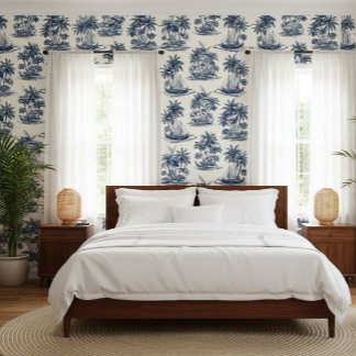 Blue Hawaiian Toile de Joury Wallpaper