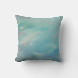 Blue haze float acrylic painting throw pillow