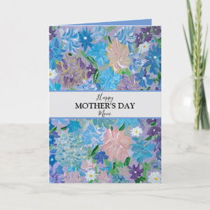 Blue Haze Floral Custom Photo Mother's Day Card