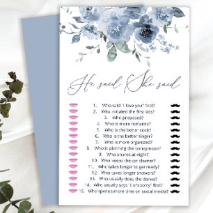 Blue He Said She Said Guess Who Said It Game