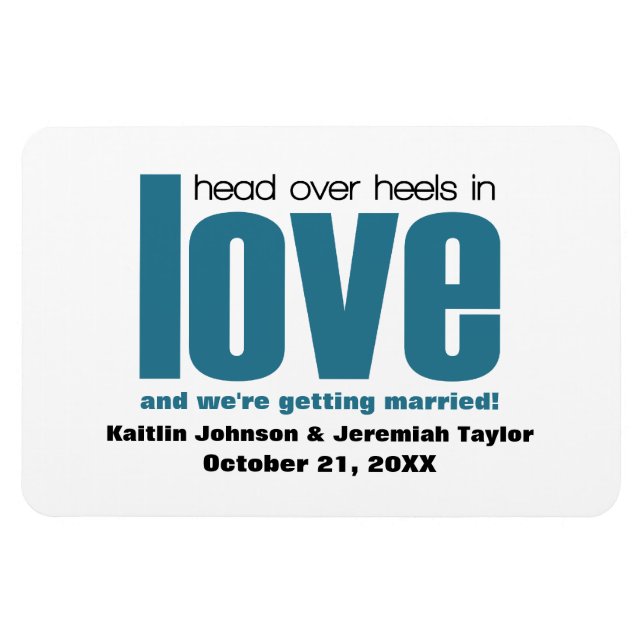 Blue Head Over Heels Save the Date Magnet (Horizontal)