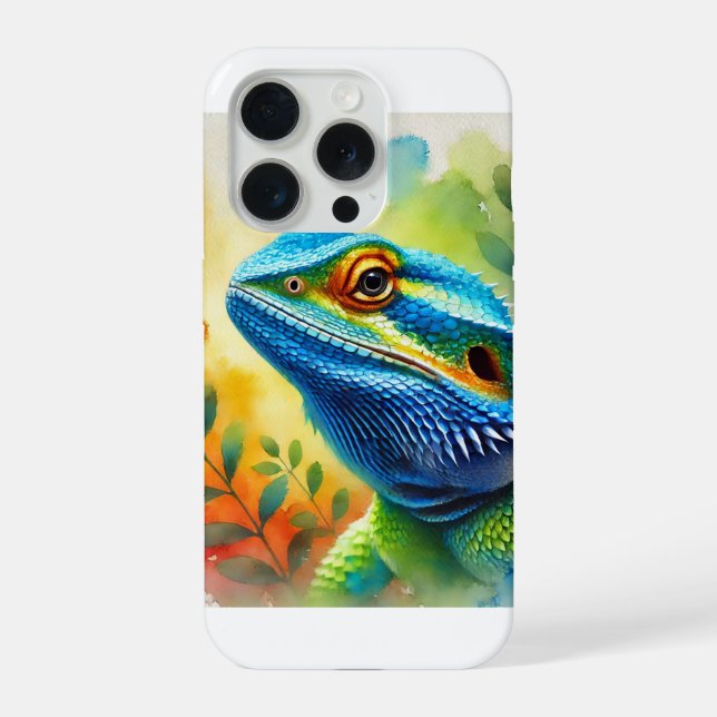 Blue Headed Agama 260824AREF136 - Watercolor iPhone Case (Back)