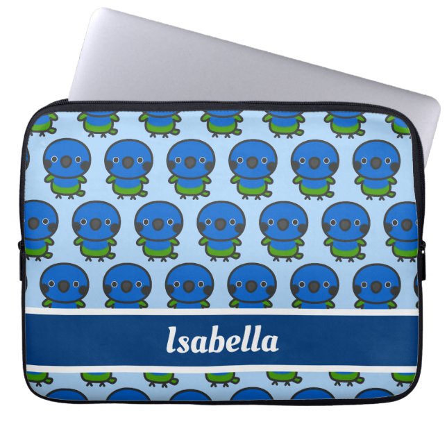 Blue-headed parrot laptop sleeve (Front)