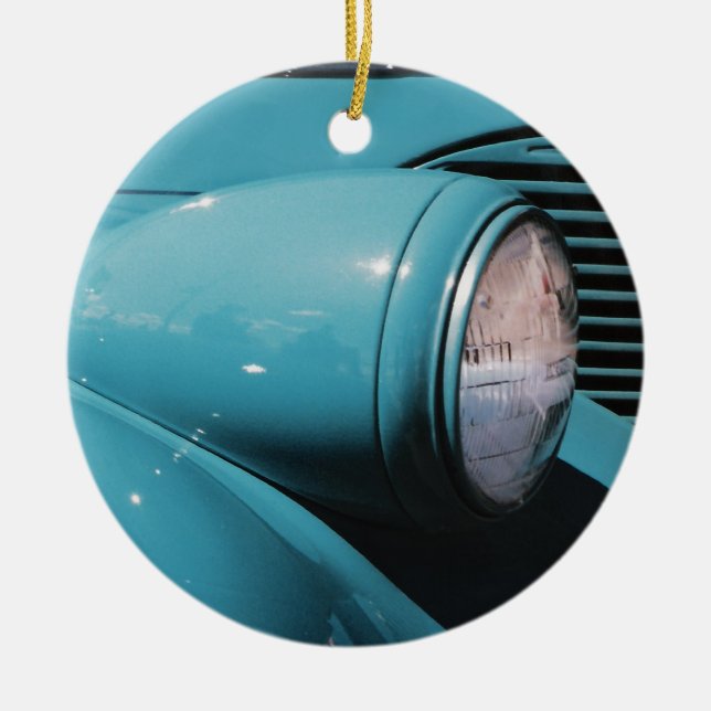 Blue Headlight Ceramic Tree Decoration (Front)