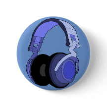 Blue Headphones Digital Art Badge