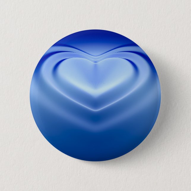Blue Heart 6 Cm Round Badge (Front)