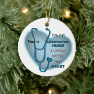 Blue Heart Anaesthetist Nurse ornament