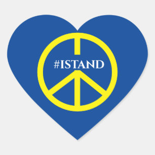 Blue Heart And Yellow Peace Symbol Heart Stickers