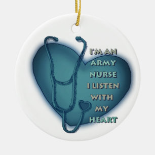 Blue Heart Army Nurse Ceramic Tree Decoration