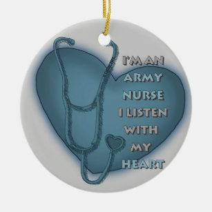 Blue Heart Army Nurse custom name ornament