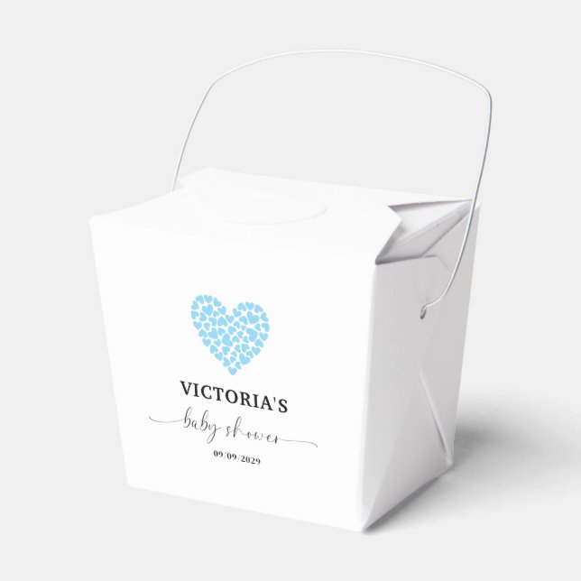 Blue Heart Baby Shower Party  Favour Box (Front Side)