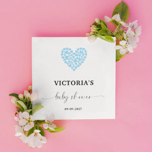 Blue Heart Baby Shower Party  Napkin