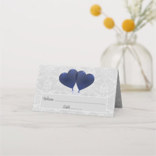 Blue Heart Balloons Reception Place Card