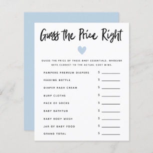 Blue Heart Boy Baby Shower Guess The Price Right