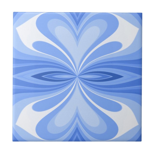 Blue Heart Butterfly Abstract Tile (Front)