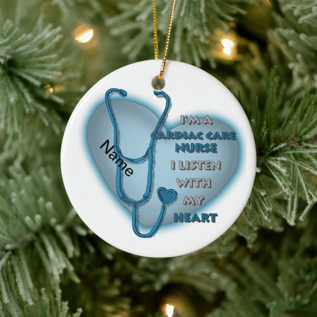 Blue Heart Cardiac Care nurse Ceramic Tree Decoration (Tree)