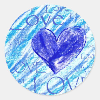 Blue Heart Classic Round Sticker