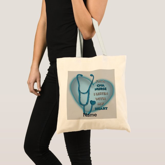 Blue Heart CNA Nurse Tote Bag (Front (Product))