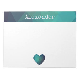 Blue heart design customisable name post-it notes
